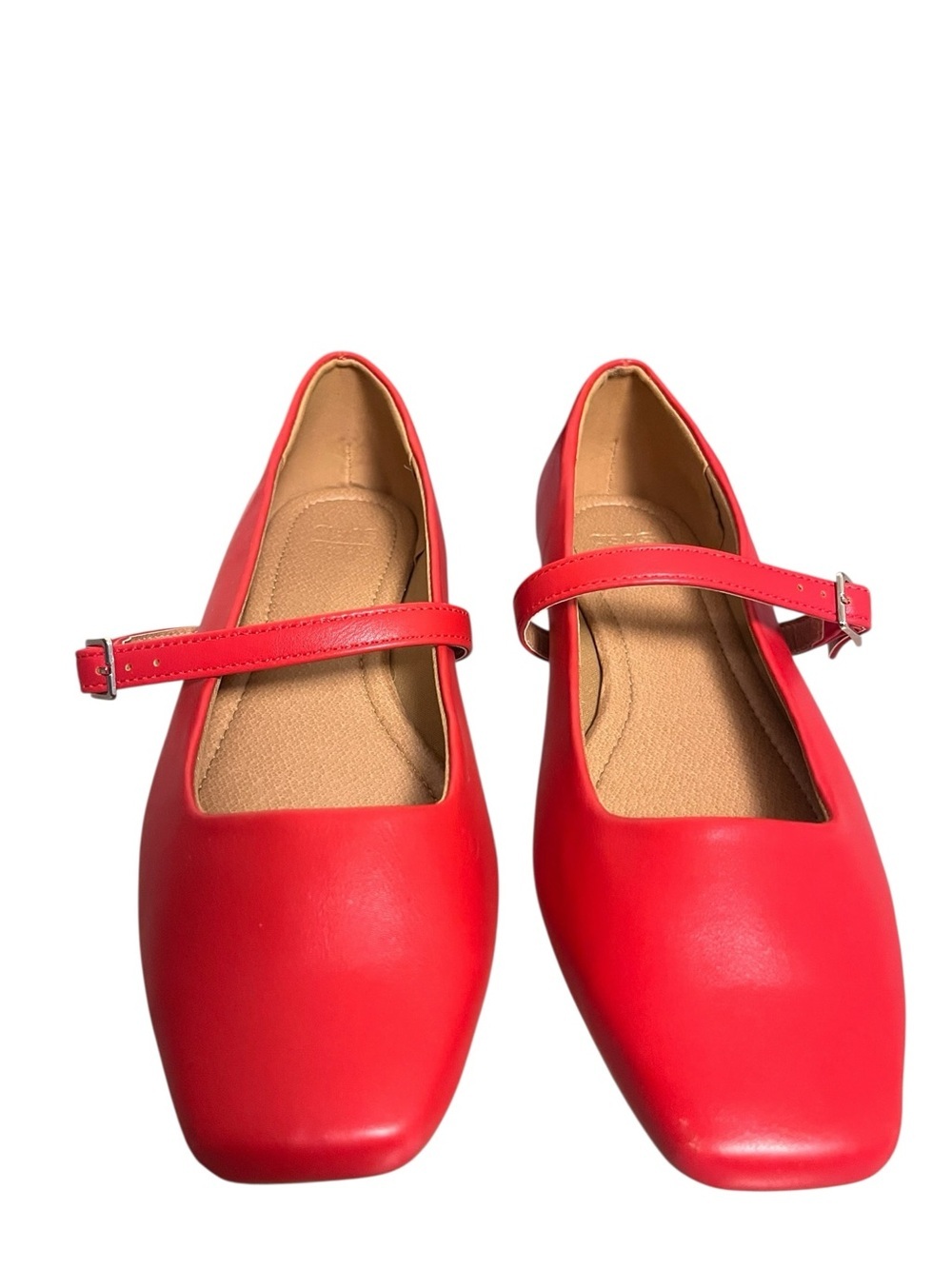 Mary Jane Ballet Flats Red ASOS Design Lottie Faux Leather Square Toe — 10 - Picture 3 of 11